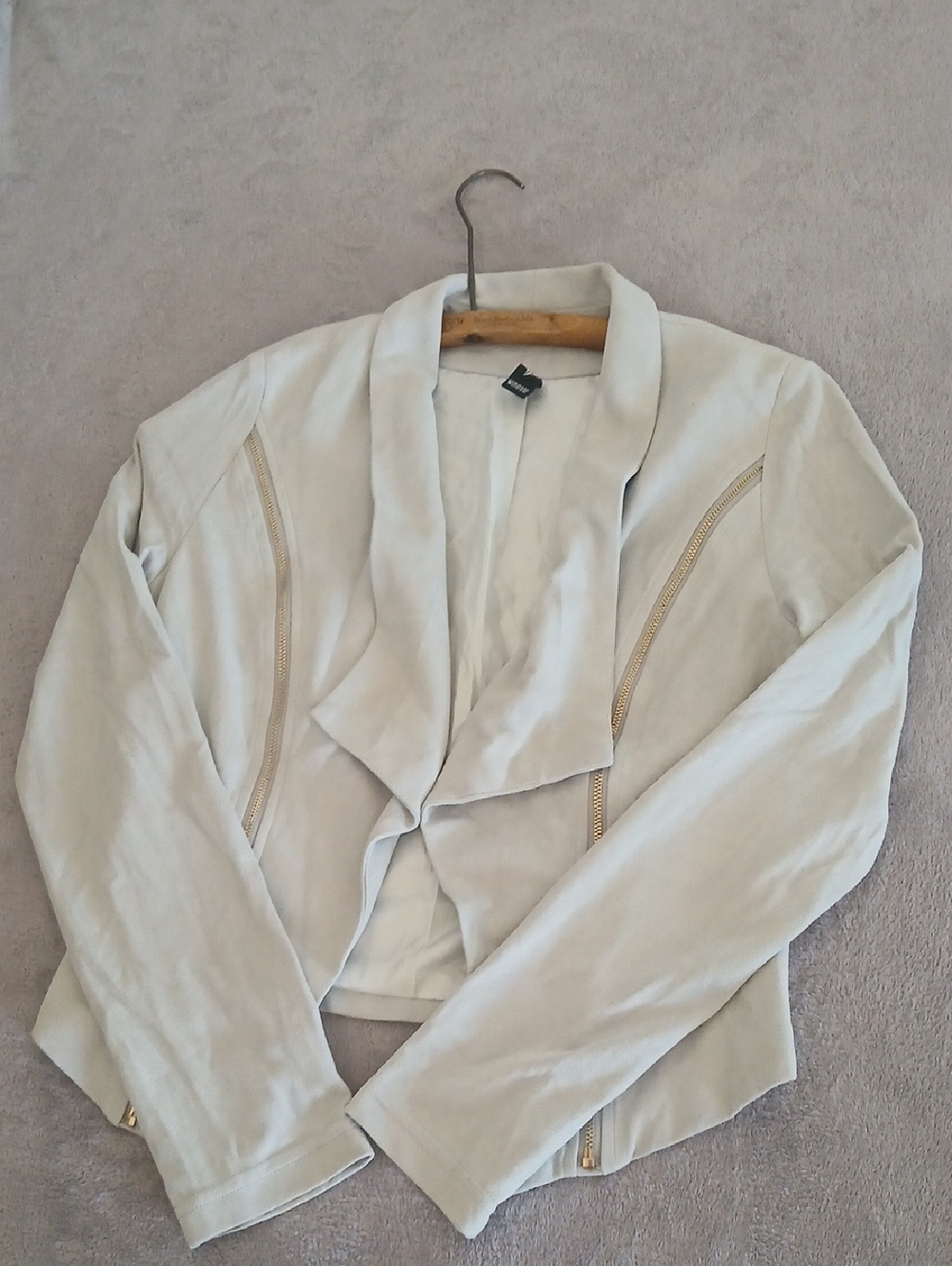 Windsor Smith Light Gray Draped Open-Front Leather Jacket